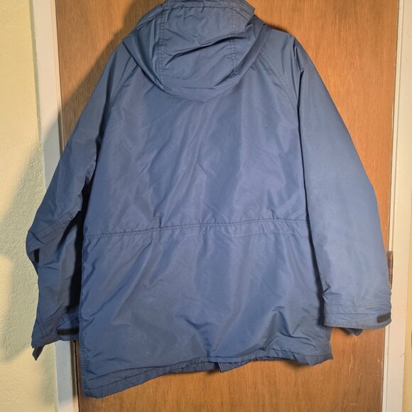 L.L. Bean Baxter State Parka VTG 90s Wool Buffalo Plaid Lined Blue Jacket Large - Picture 2 of 16